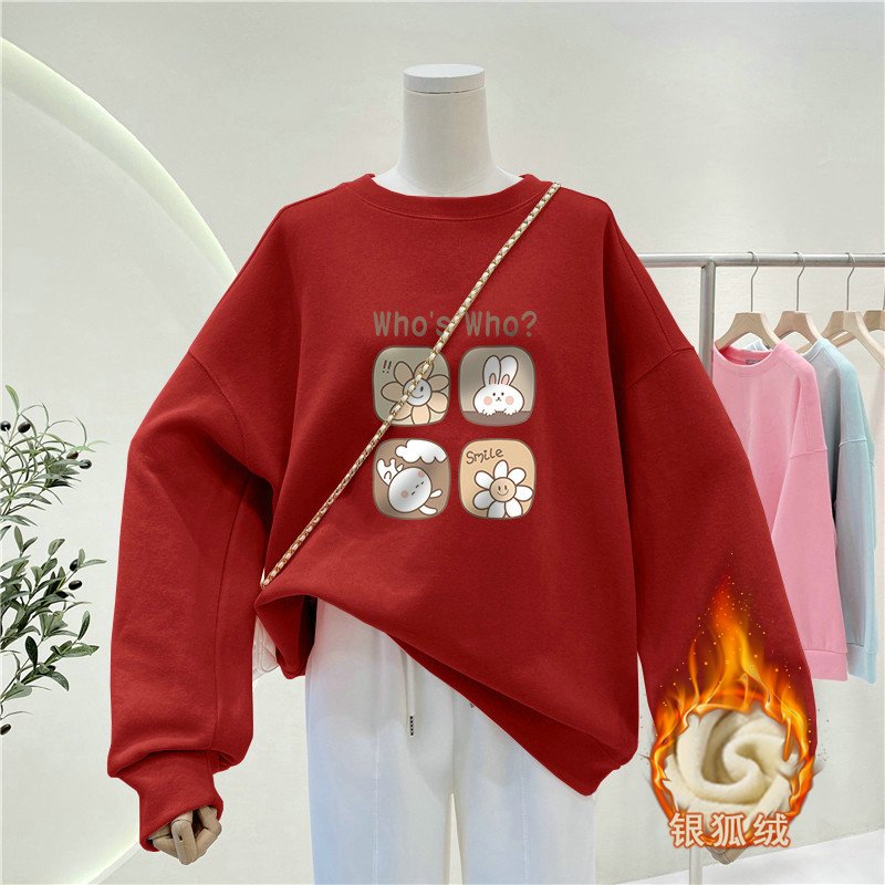 Oversized Crewneck Fleece - Women Lazy Style Crew Neck Sweatshirt