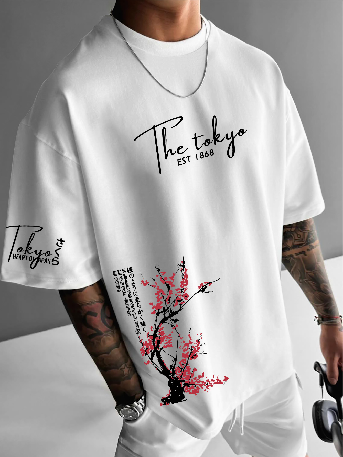 Street Fashion Shibuya - Tokyo EST 1868 Cherry Blossom Japanese