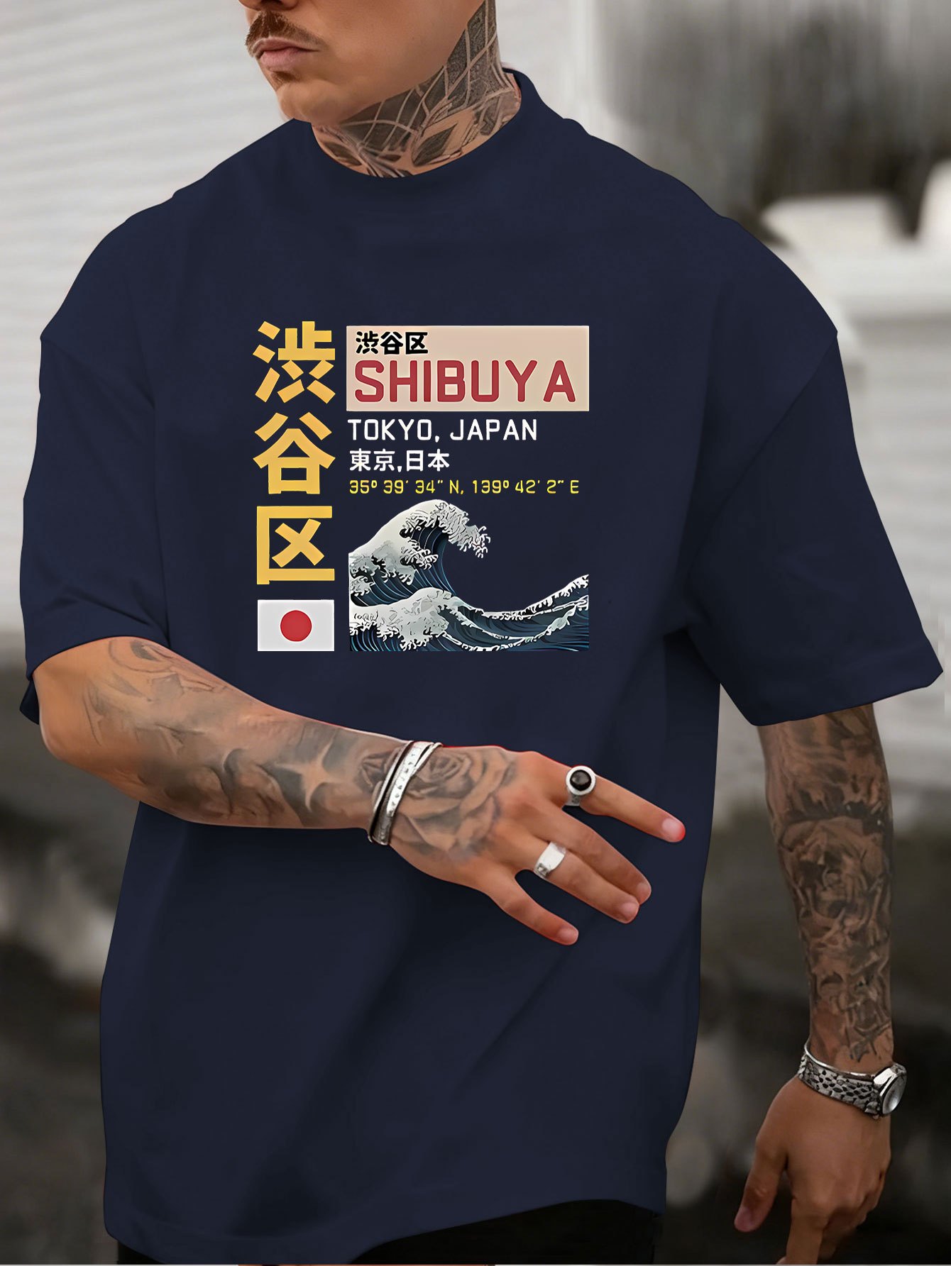 Summer Men's 100% Cotton Loose - Street Fashion Shibuya review and price
