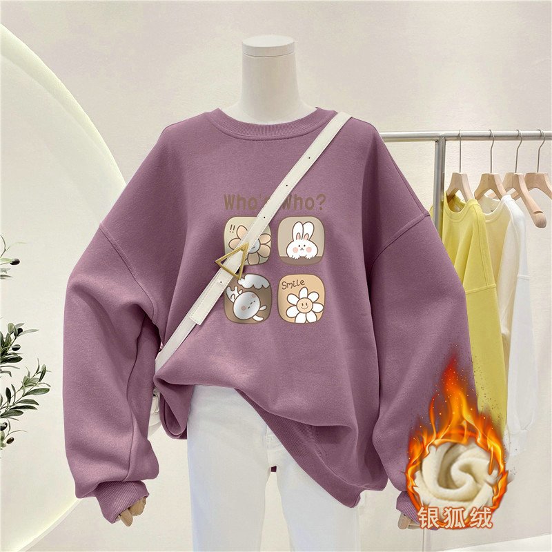 Women Lazy Style Crew Neck Swe - Oversized Crewneck Fleece review and price