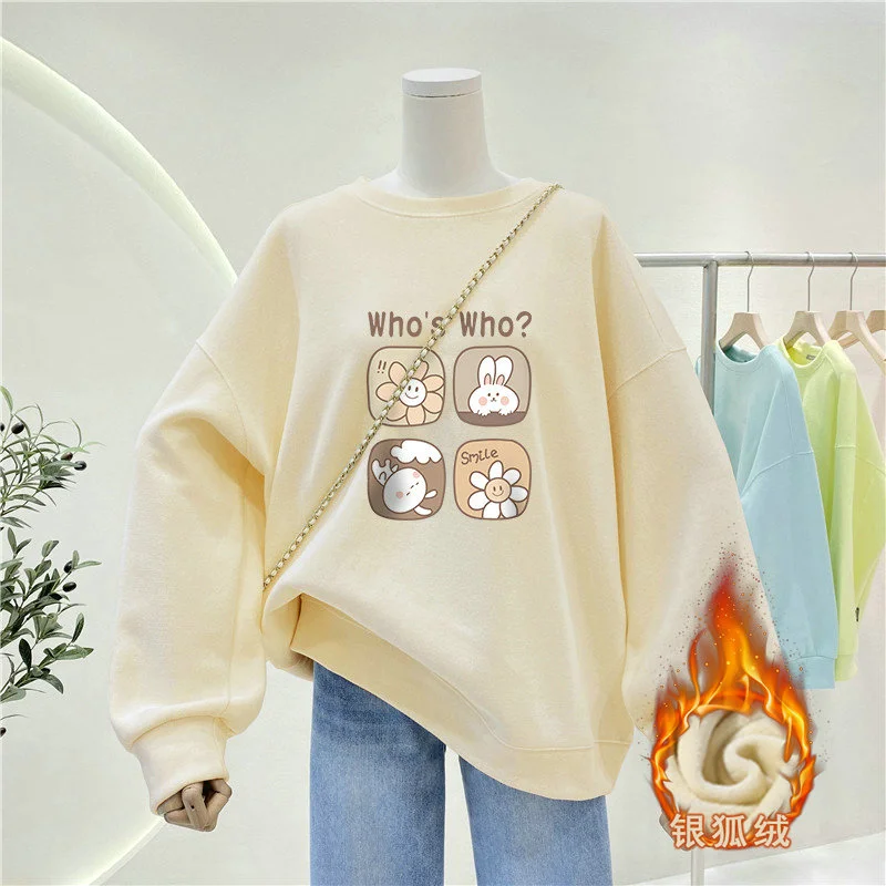 Women Lazy Style Crew Neck Swe - Oversized Crewneck Fleece review and price