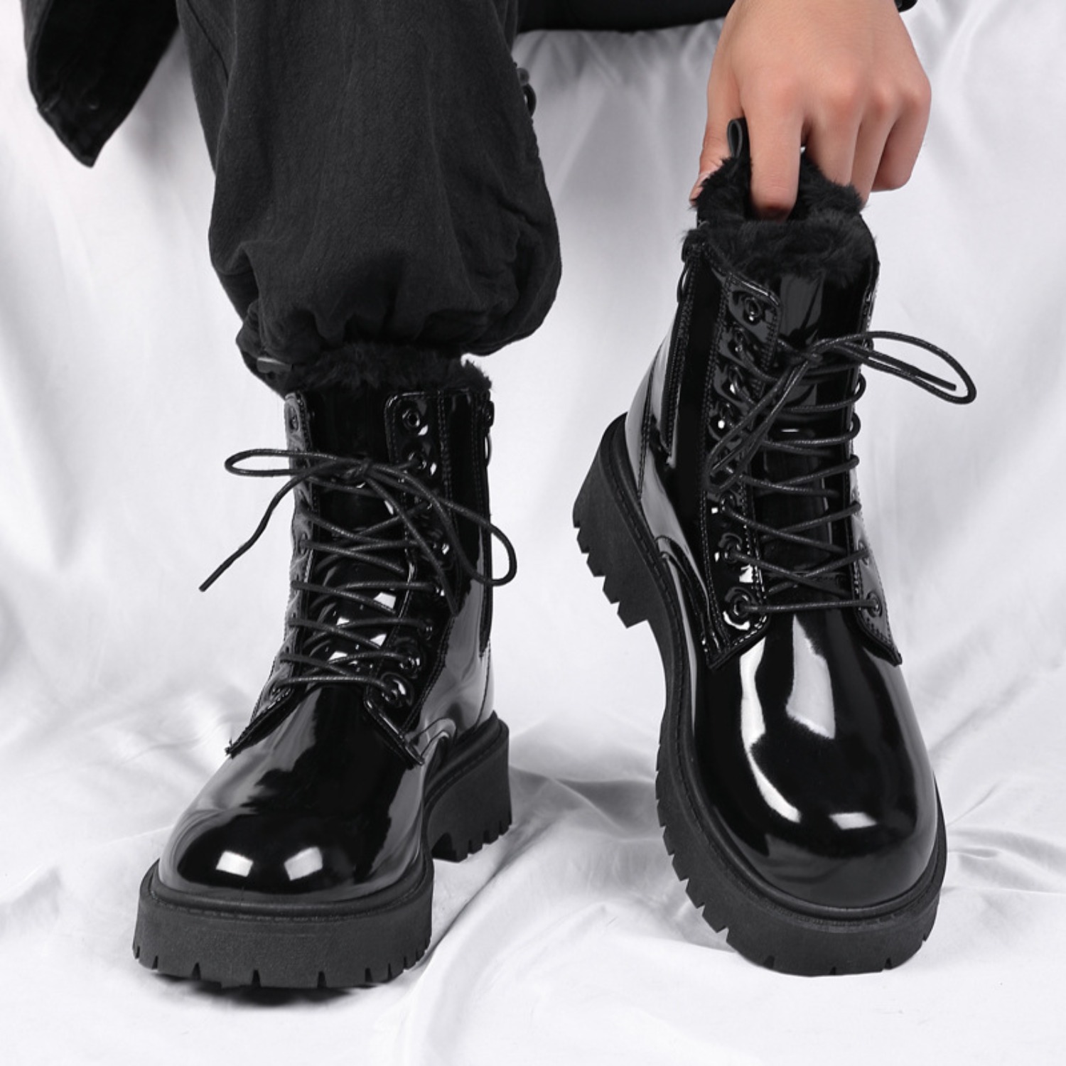 Men's warm plush high-top boot - Street Fashion Plus Size review and price