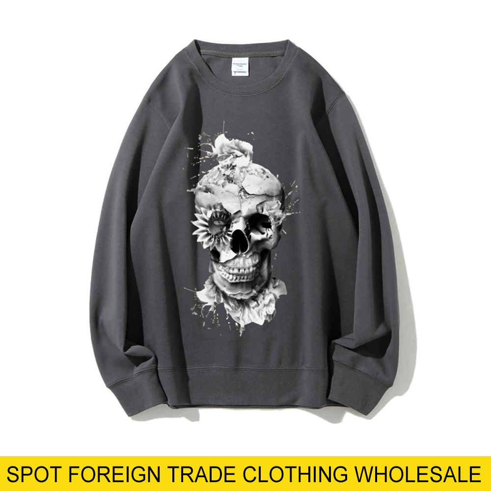 Skull Print Oversized Sweatshi - Oversized Crewneck Fleece review and price