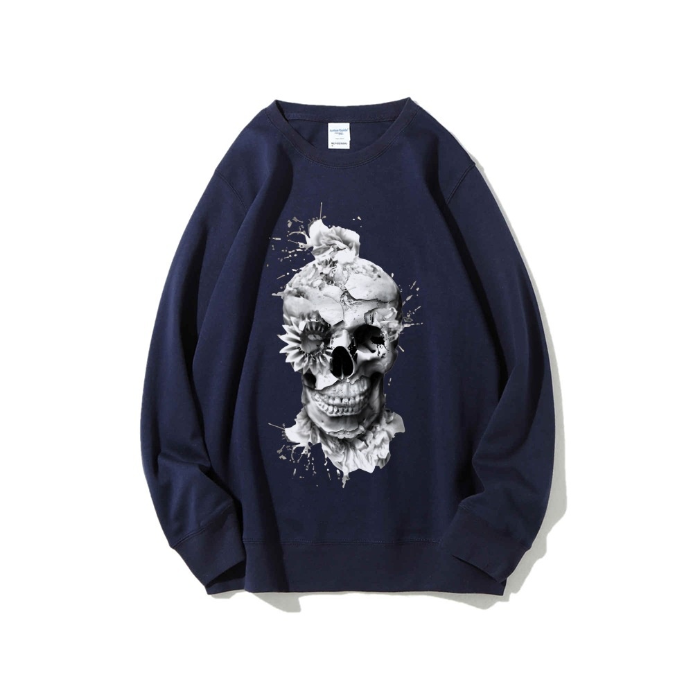 Skull Print Oversized Sweatshi - Oversized Crewneck Fleece review and price