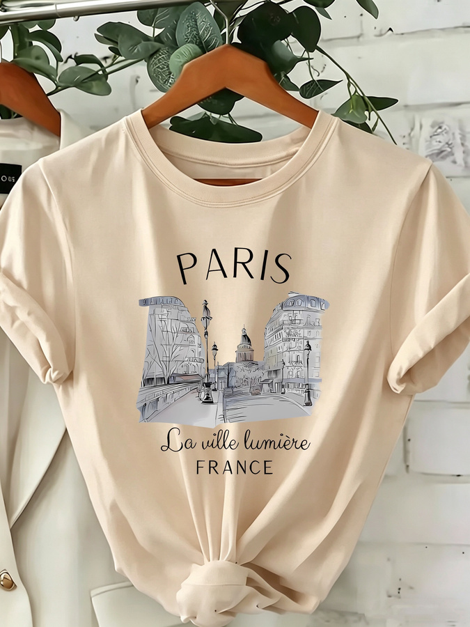 Women's Paris Print Crew Neck  - Street Fashion Paris 2025 review and price