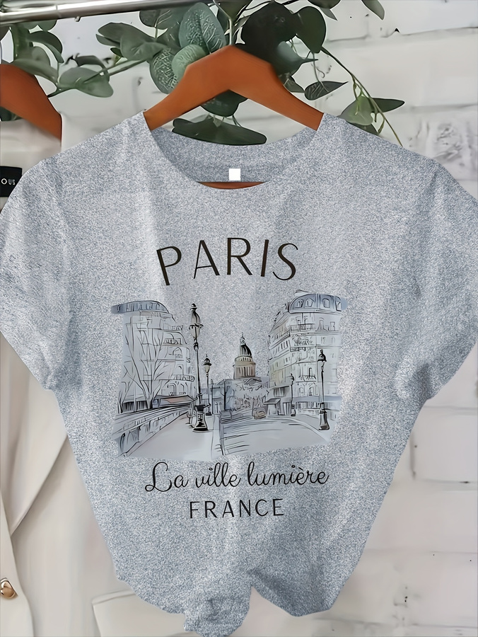 Women's Paris Print Crew Neck  - Street Fashion Paris 2025 review and price