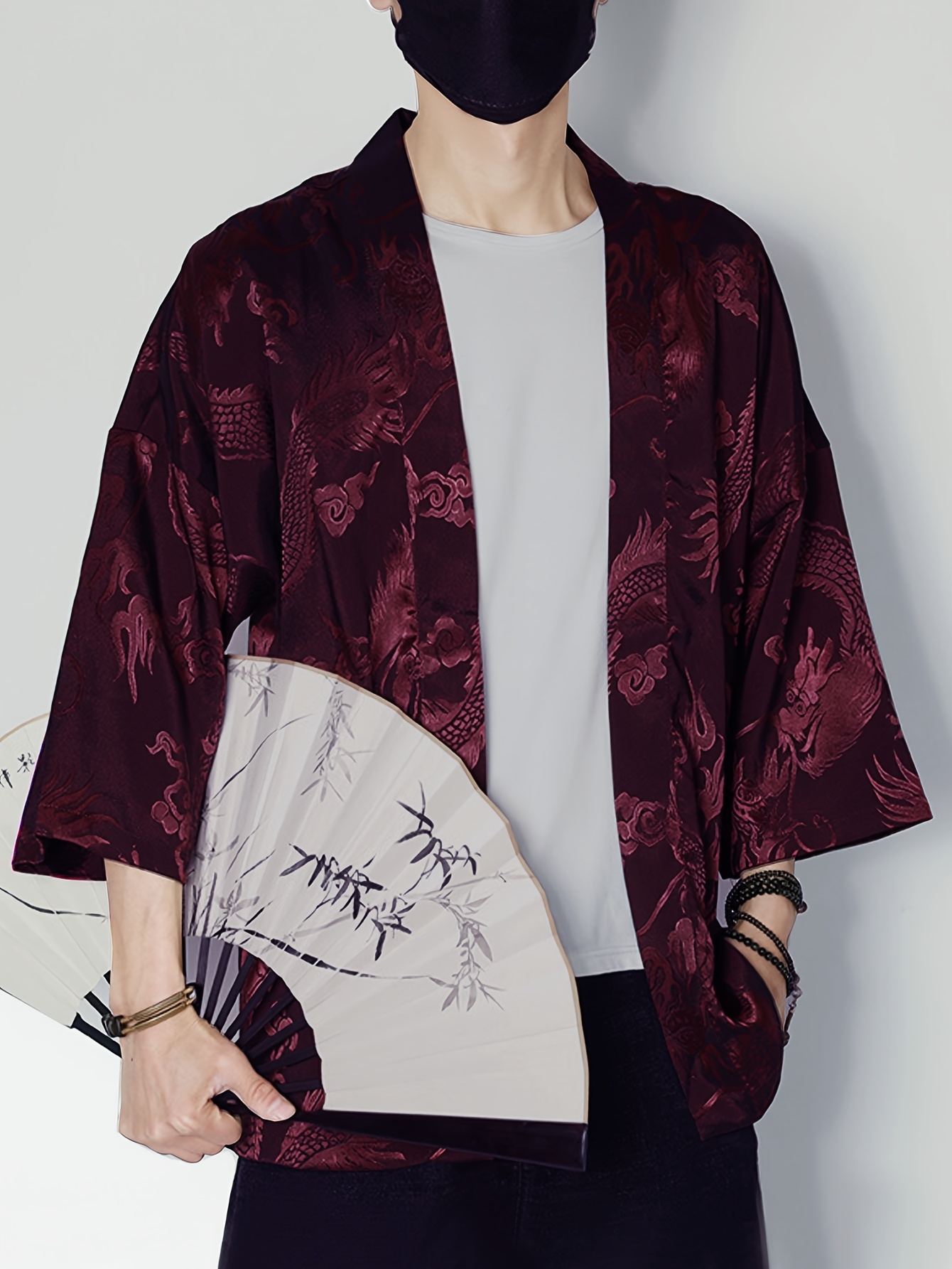 2026 Summer Men's Kimono 3D Pr - Street Fashion Clothing review and price