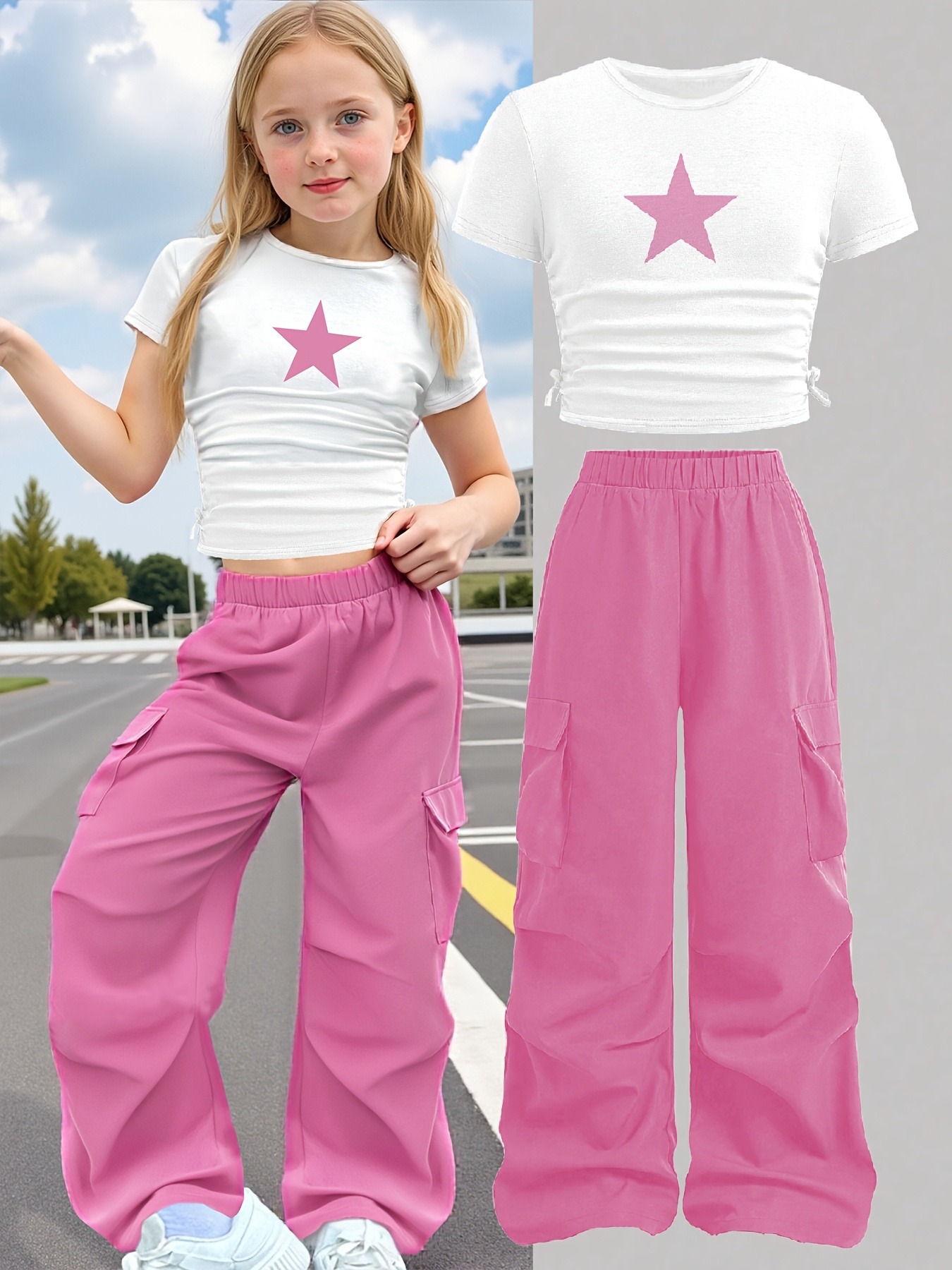Trendy Girls 2Pcs Co-Ord, Whit - Street Fashion Co review and price