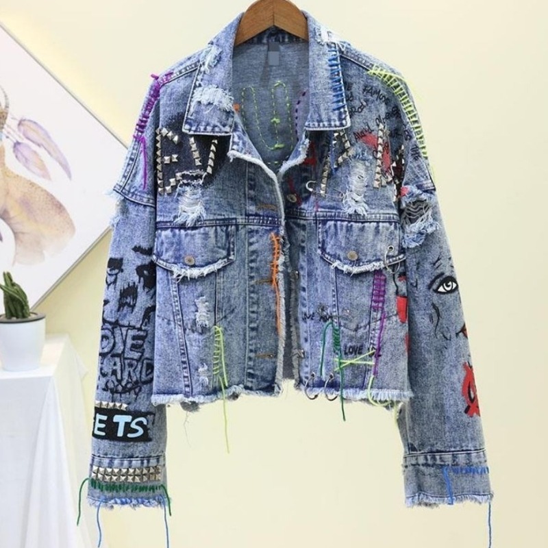 Trendy Graffiti Casual Denim S - Street Fashion Graffiti review and price