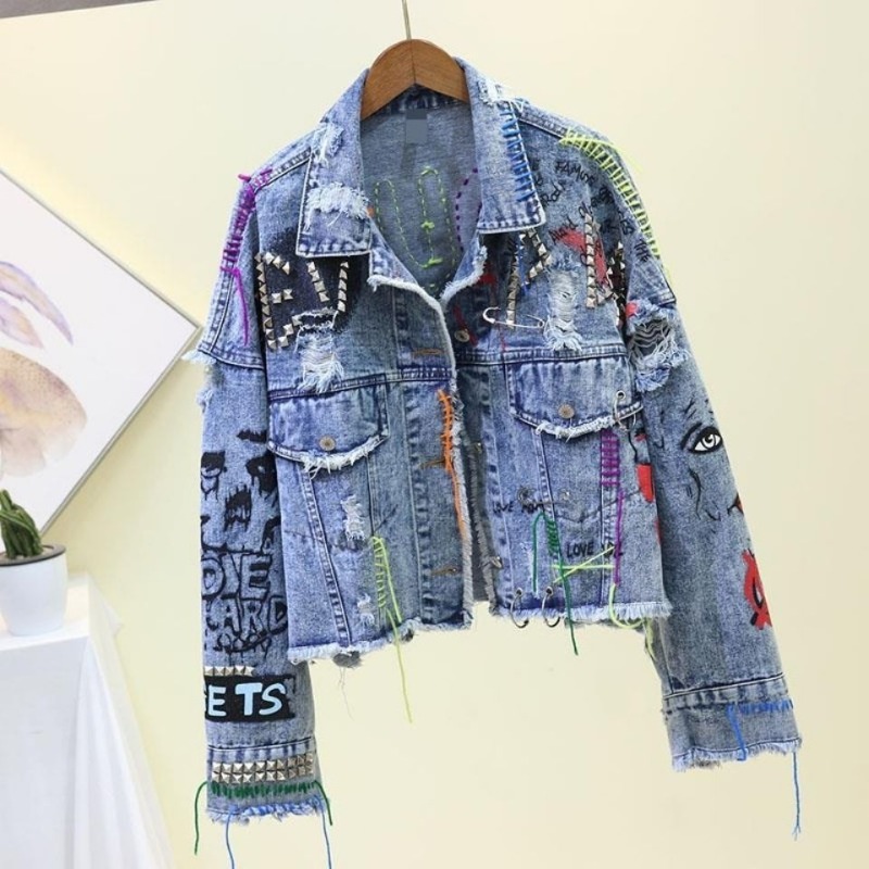 Trendy Graffiti Casual Denim S - Street Fashion Graffiti review and price