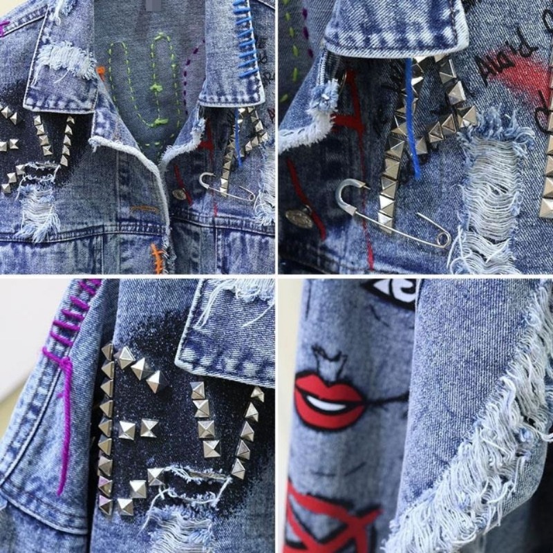 Trendy Graffiti Casual Denim S - Street Fashion Graffiti review and price
