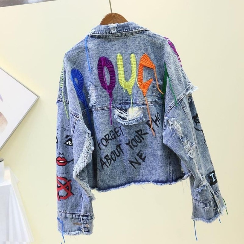 Trendy Graffiti Casual Denim S - Street Fashion Graffiti review and price