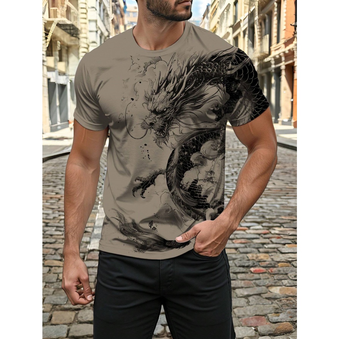 3D Dragon Print Men's T-shirt  - Street Fashion Urban review and price
