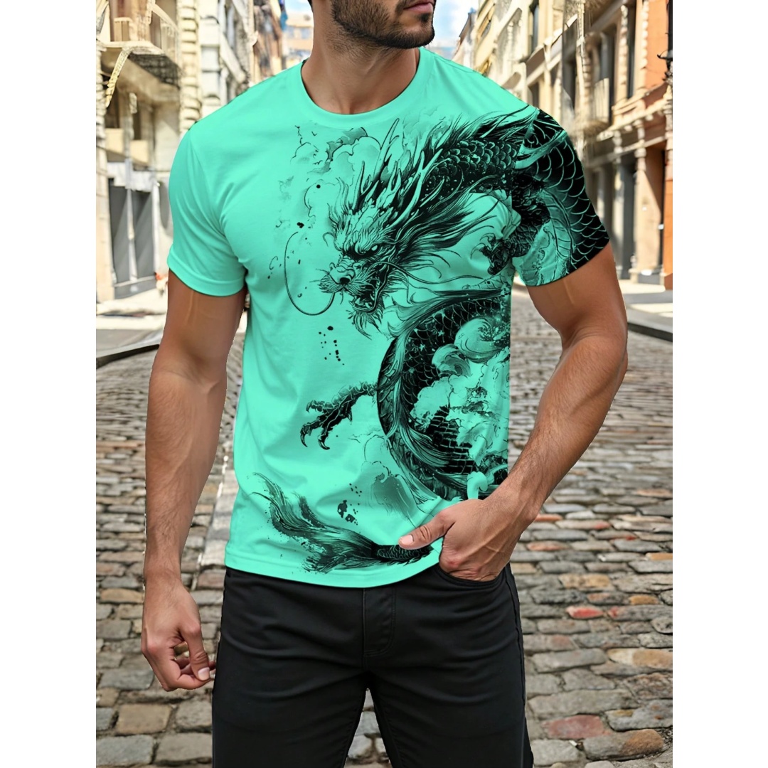 3D Dragon Print Men's T-shirt  - Street Fashion Urban review and price