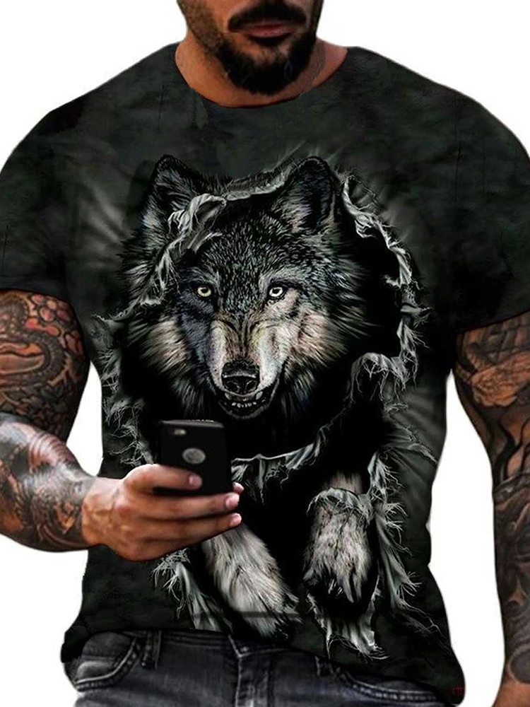 Different Pupil Wolf Print Men - Street Fashion Urban review and price