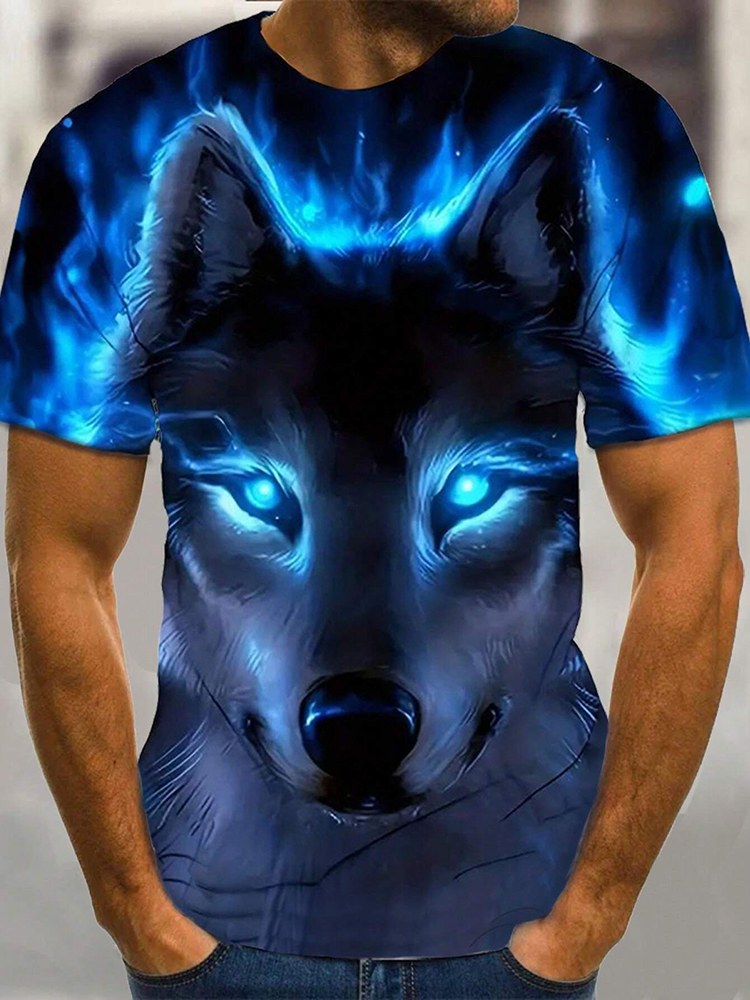 Different Pupil Wolf Print Men - Street Fashion Urban review and price
