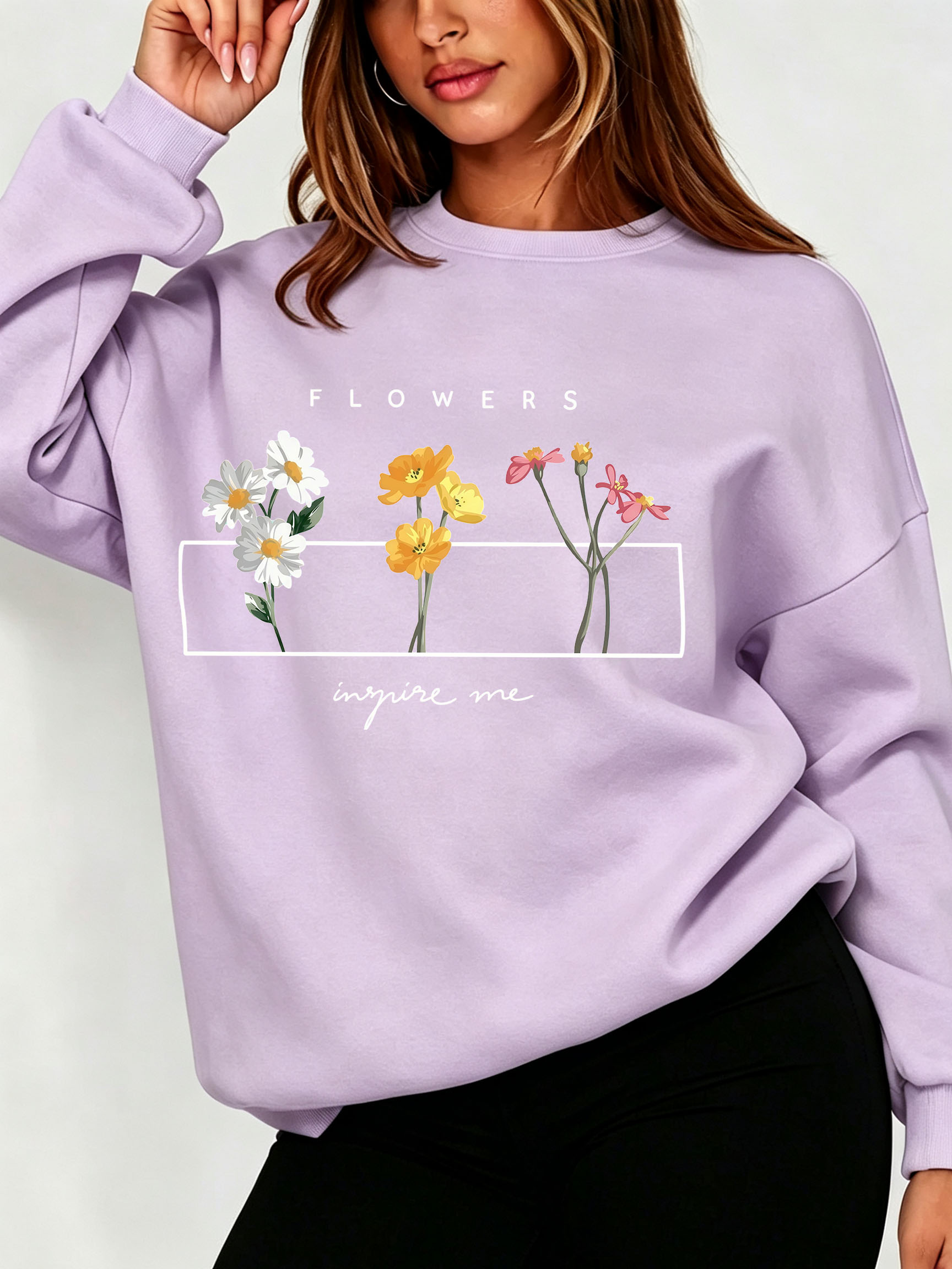 Women Daisy Floral Sweatshirt  - Oversized Crewneck Fleece review and price