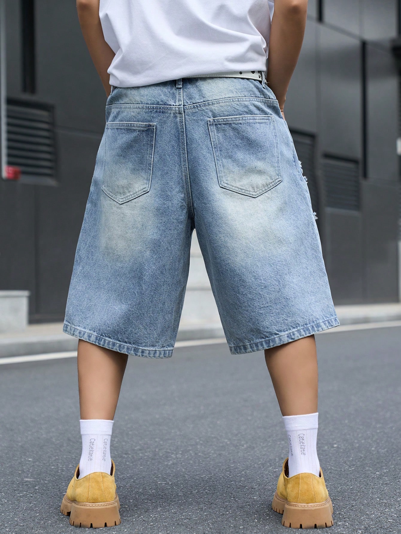 Men's Loose Fit Denim Bermuda  - Street Fashion Baggy review and price